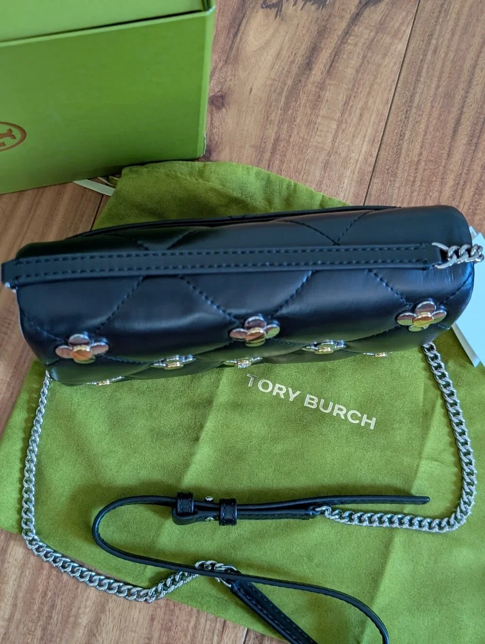 Tory Burch Kira Diamond Quilted Mini Clover Chain Bag + Dust & Gift Box Nwt❤️